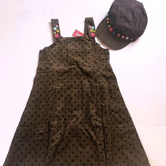 Gymboree Other - NWT Gymboree Girl Dot Corduroy Jumper Dress & Button Corduroy Pageboy Hat 10